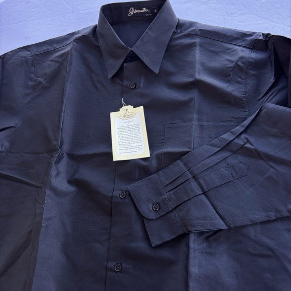Shinawatra 100% Thai‎ Silk Dress Shirt Mens Medium NWT Black Long Sleeve Formal